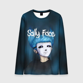 Мужской лонгслив 3D с принтом SALLY FACE в городе Новоалтайск, 100% полиэстер | длинные рукава, круглый вырез горловины, полуприлегающий силуэт | blue | face | fisher | game | games | gizmo | hair | larry | mask | sally | волосы | гизмо | голубые | игра | игры | ларри | маска | протез | сали | салли | синие | синий | триллер | ужасы | фейс | фишер | фэйс | хоррор