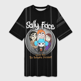 Платье-футболка 3D с принтом Sally Face Episode Three в городе Новоалтайск,  |  | blue | face | fisher | game | games | gizmo | hair | larry | mask | sally | волосы | гизмо | голубые | игра | игры | ларри | маска | протез | сали | салли | синие | синий | триллер | ужасы | фейс | фишер | фэйс | хоррор