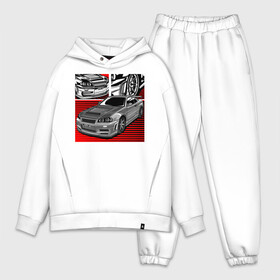 Мужской костюм хлопок OVERSIZE с принтом R34 Серый в городе Новоалтайск,  |  | godzilla | gtr | nfs | nissan | r32 | r33 | r34 | skyline | годзила | ниссан | скайлайн