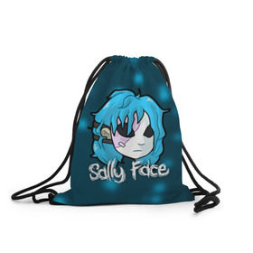 Рюкзак-мешок 3D с принтом Sally Face в городе Новоалтайск, 100% полиэстер | плотность ткани — 200 г/м2, размер — 35 х 45 см; лямки — толстые шнурки, застежка на шнуровке, без карманов и подкладки | blue | face | fisher | game | games | gizmo | hair | larry | mask | sally | волосы | гизмо | голубые | игра | игры | ларри | маска | протез | сали | салли | синие | синий | триллер | ужасы | фейс | фишер | фэйс | хоррор
