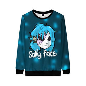 Женский свитшот 3D с принтом Sally Face в городе Новоалтайск, 100% полиэстер с мягким внутренним слоем | круглый вырез горловины, мягкая резинка на манжетах и поясе, свободная посадка по фигуре | blue | face | fisher | game | games | gizmo | hair | larry | mask | sally | волосы | гизмо | голубые | игра | игры | ларри | маска | протез | сали | салли | синие | синий | триллер | ужасы | фейс | фишер | фэйс | хоррор