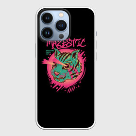 Чехол для iPhone 13 Pro с принтом Кот Majestic в городе Новоалтайск,  |  | Тематика изображения на принте: retro | котики | коты | кошка | неон | ретро
