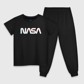Детская пижама хлопок с принтом NASA GLITCH в городе Новоалтайск, 100% хлопок |  брюки и футболка прямого кроя, без карманов, на брюках мягкая резинка на поясе и по низу штанин
 | galaxy | nasa | space | space company | star | астрономия | галактика | звезды | космическая компания | космос | наса