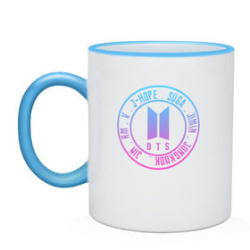 Кружка двухцветная с принтом BTS LOVE YOURSELF в городе Новоалтайск, керамика | объем — 330 мл, диаметр — 80 мм. Цветная ручка и кайма сверху, в некоторых цветах — вся внутренняя часть | bangtan boys | bt21 | bts | bts army | bts stickers | j hope | jimin | jin | jungkook | k pop | rap monster | rapmon | suga | v | бтс | корея | стикеры bts