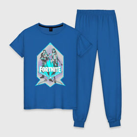 Женская пижама хлопок с принтом FORTNITE в городе Новоалтайск, 100% хлопок | брюки и футболка прямого кроя, без карманов, на брюках мягкая резинка на поясе и по низу штанин | battle royale | fortnite | pubg | батл роял | рояль | фортнайт | форточка