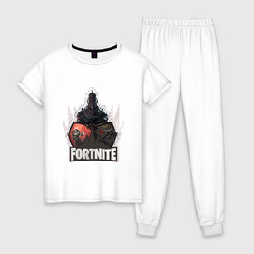 Женская пижама хлопок с принтом Fortnite Knight в городе Новоалтайск, 100% хлопок | брюки и футболка прямого кроя, без карманов, на брюках мягкая резинка на поясе и по низу штанин | 1 | battle royale | epic games | fortnite | pubg | victory | батл роял | королевская битва | ниндзя | пабг | пабджи | рояль | стрим | фортинайт | фортнайт | форточка | эпик | эпики
