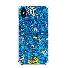 Чехол для iPhone XS Max матовый с принтом По Мотивам Звездной Ночи в городе Новоалтайск, Силикон | Область печати: задняя сторона чехла, без боковых панелей | Тематика изображения на принте: абстракция | ван гог | вангог | винсент | геометрия | живопись | завитки | звездная ночь | искусство | картина | синий