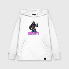 Детская толстовка хлопок с принтом Fortnite Raven в городе Новоалтайск, 100% хлопок | Круглый горловой вырез, эластичные манжеты, пояс, капюшен | battle | epic | fortnite | games | nevermore | raven | royale | save | soldier | world | битва | ворон | королевская | солдат | фортнайт