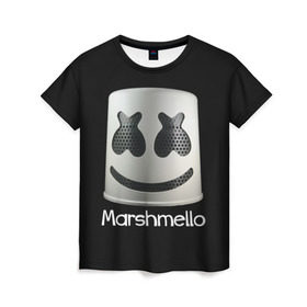 Женская футболка 3D с принтом Marshmello в городе Новоалтайск, 100% полиэфир ( синтетическое хлопкоподобное полотно) | прямой крой, круглый вырез горловины, длина до линии бедер | marshmello | диджей | клуб | клубная музыка | маршмеллоу | маршмэлло | маршмэллоу | музыка | электронная