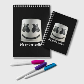Блокнот с принтом Marshmello в городе Новоалтайск, 100% бумага | 48 листов, плотность листов — 60 г/м2, плотность картонной обложки — 250 г/м2. Листы скреплены удобной пружинной спиралью. Цвет линий — светло-серый
 | Тематика изображения на принте: marshmello | диджей | клуб | клубная музыка | маршмеллоу | маршмэлло | маршмэллоу | музыка | электронная