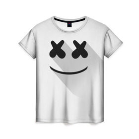 Женская футболка 3D с принтом Marshmello в городе Новоалтайск, 100% полиэфир ( синтетическое хлопкоподобное полотно) | прямой крой, круглый вырез горловины, длина до линии бедер | marshmello | диджей | клуб | клубная музыка | маршмеллоу | маршмэлло | маршмэллоу | музыка | электронная