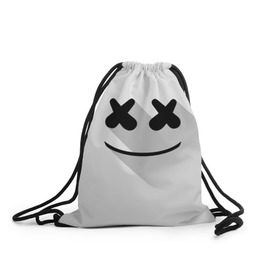 Рюкзак-мешок 3D с принтом Marshmello в городе Новоалтайск, 100% полиэстер | плотность ткани — 200 г/м2, размер — 35 х 45 см; лямки — толстые шнурки, застежка на шнуровке, без карманов и подкладки | marshmello | диджей | клуб | клубная музыка | маршмеллоу | маршмэлло | маршмэллоу | музыка | электронная