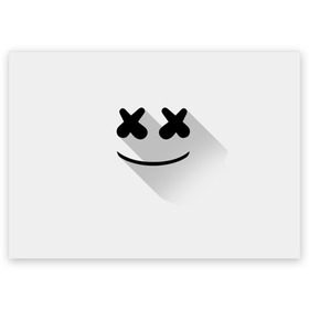 Поздравительная открытка с принтом Marshmello в городе Новоалтайск, 100% бумага | плотность бумаги 280 г/м2, матовая, на обратной стороне линовка и место для марки
 | marshmello | диджей | клуб | клубная музыка | маршмеллоу | маршмэлло | маршмэллоу | музыка | электронная