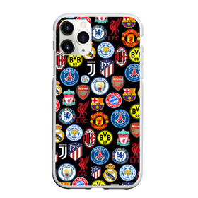 Чехол для iPhone 11 Pro Max матовый с принтом ЛОГО ФУТБОЛЬНЫХ КОМАНД в городе Новоалтайск, Силикон |  | atletico madrid | barca | bayern munchen | chelsea | fc | football | juventus | liverpool | manchester city | manchester united | milan | pattern | real madrid | russia | барселона | паттерн