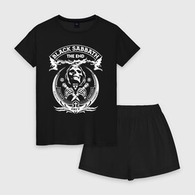 Женская пижама с шортиками хлопок с принтом Black Sabbath в городе Новоалтайск, 100% хлопок | футболка прямого кроя, шорты свободные с широкой мягкой резинкой | black sabbath | hard rock | heavy metal | блэк сабат | группы | метал | музыка | оззи осборн | рок | хард рок | хэви метал