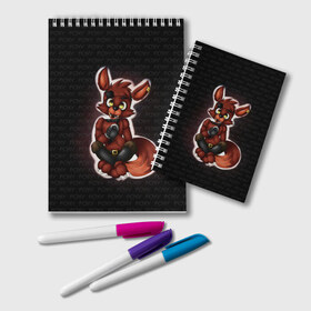 Блокнот с принтом Foxy в городе Новоалтайск, 100% бумага | 48 листов, плотность листов — 60 г/м2, плотность картонной обложки — 250 г/м2. Листы скреплены удобной пружинной спиралью. Цвет линий — светло-серый
 | five nights at freddys | foxy | аниматроники | игра | компьютерная игра | робот | фокси | фредди | чика