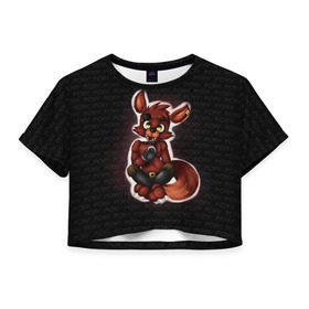 Женская футболка 3D укороченная с принтом Foxy в городе Новоалтайск, 100% полиэстер | круглая горловина, длина футболки до линии талии, рукава с отворотами | Тематика изображения на принте: five nights at freddys | foxy | аниматроники | игра | компьютерная игра | робот | фокси | фредди | чика