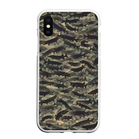 Чехол для iPhone XS Max матовый с принтом Камуфляж с щуками в городе Новоалтайск, Силикон | Область печати: задняя сторона чехла, без боковых панелей | Тематика изображения на принте: камуфляж | милитари | паттерн | рыба | рыбак | рыбалка | рыбина | улов | хаки | щука