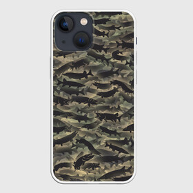 Чехол для iPhone 13 mini с принтом Камуфляж с щуками в городе Новоалтайск,  |  | камуфляж | милитари | паттерн | рыба | рыбак | рыбалка | рыбина | улов | хаки | щука