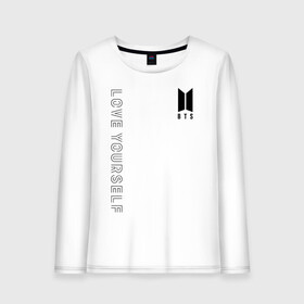 Женский лонгслив хлопок с принтом LOVE YOURSELF в городе Новоалтайск, 100% хлопок |  | bangtan boys | bt21 | bts | bts army | bts stickers | j hope | jimin | jin | jungkook | k pop | rap monster | rapmon | suga | v | бтс | корея | стикеры bts
