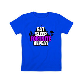 Детская футболка хлопок с принтом Eat Sleep Fortnite Repeat в городе Новоалтайск, 100% хлопок | круглый вырез горловины, полуприлегающий силуэт, длина до линии бедер | Тематика изображения на принте: eat | fortnite | game | gamer | repeat | sleep | twitch | игра | игрок | твич | форнайт | фортнайт