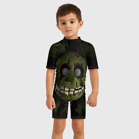 Детский купальный костюм 3D с принтом Five Nights At Freddys в городе Новоалтайск, Полиэстер 85%, Спандекс 15% | застежка на молнии на спине | five nights at freddys | foxy | аниматроники | игра | компьютерная игра | робот | фокси | фредди | чика