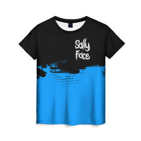 Женская футболка 3D с принтом Sally Face в городе Новоалтайск, 100% полиэфир ( синтетическое хлопкоподобное полотно) | прямой крой, круглый вырез горловины, длина до линии бедер | blue | face | fisher | game | games | gizmo | hair | larry | mask | sally | волосы | гизмо | голубые | игра | игры | ларри | маска | протез | сали | салли | синие | синий | триллер | ужасы | фейс | фишер | фэйс | хоррор