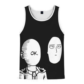 Мужская майка 3D с принтом Saitama (One-Punch Man) в городе Новоалтайск, 100% полиэстер | круглая горловина, приталенный силуэт, длина до линии бедра. Пройма и горловина окантованы тонкой бейкой | man | one punch | saitama | ванпач | ванпачмен | генос