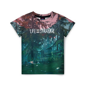 Детская футболка 3D с принтом Life IS Strange в городе Новоалтайск, 100% гипоаллергенный полиэфир | прямой крой, круглый вырез горловины, длина до линии бедер, чуть спущенное плечо, ткань немного тянется | caulfield | chloe price | game | kate marsh | life | life is strange | life is strange: before the storm | max | strange | две луны | игры | кейт марш | колфилд | макс | подростки | студенты