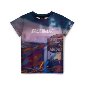 Детская футболка 3D с принтом Life is Strange в городе Новоалтайск, 100% гипоаллергенный полиэфир | прямой крой, круглый вырез горловины, длина до линии бедер, чуть спущенное плечо, ткань немного тянется | caulfield | chloe price | game | kate marsh | life | life is strange | life is strange: before the storm | max | strange | две луны | игры | кейт марш | колфилд | макс | подростки | студенты