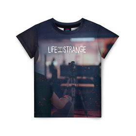 Детская футболка 3D с принтом Life is Strange в городе Новоалтайск, 100% гипоаллергенный полиэфир | прямой крой, круглый вырез горловины, длина до линии бедер, чуть спущенное плечо, ткань немного тянется | caulfield | chloe price | game | kate marsh | life | life is strange | life is strange: before the storm | max | strange | две луны | игры | кейт марш | колфилд | макс | подростки | студенты