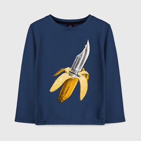 Детский лонгслив хлопок с принтом BANANA в городе Новоалтайск, 100% хлопок | круглый вырез горловины, полуприлегающий силуэт, длина до линии бедер | banana | knife | pop art | банан | нож | оружие | поп арт