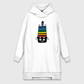 Платье-худи хлопок с принтом Rainbow cat в городе Новоалтайск,  |  | black | cat | cool | creative | dark | design | halloween | hype | kitten | rainbow | vanguard | авангард | дизайн | кот | котенок | кошка | креатив | круто | радуга | темный | хайп | хэллоуин | черный