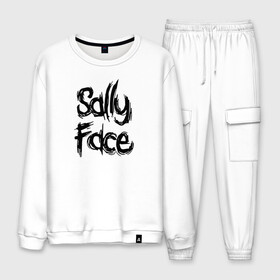 Мужской костюм хлопок с принтом SALLY FACE в городе Новоалтайск, 100% хлопок | на свитшоте круглая горловина, мягкая резинка по низу. Брюки заужены к низу, на них два вида карманов: два “обычных” по бокам и два объемных, с клапанами, расположенные ниже линии бедра. Брюки с мягкой трикотажной резинкой на поясе и по низу штанин. В поясе для дополнительного комфорта — широкие завязки | face | game | horror | sally | sally face | игра | мальчик с протезом | салли | салли фейс | ужасы