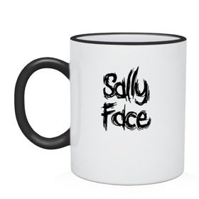 Кружка двухцветная с принтом SALLY FACE в городе Новоалтайск, керамика | объем — 330 мл, диаметр — 80 мм. Цветная ручка и кайма сверху, в некоторых цветах — вся внутренняя часть | face | game | horror | sally | sally face | игра | мальчик с протезом | салли | салли фейс | ужасы