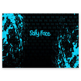 Поздравительная открытка с принтом SALLY FACE в городе Новоалтайск, 100% бумага | плотность бумаги 280 г/м2, матовая, на обратной стороне линовка и место для марки
 | death | die | face | game | horror | sally | sally face | игра | мальчик с протезом | салли | салли фейс | ужасы