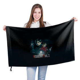 Флаг 3D с принтом Resident Evil 2 в городе Новоалтайск, 100% полиэстер | плотность ткани — 95 г/м2, размер — 67 х 109 см. Принт наносится с одной стороны | 2 | biohazard | claire | evil | horror | raccoon | resident | survival | t virus | t вирус | выживание | зла | кеннеди | клэр | леон | обитель | раккун | редфилд | скотт | ужас