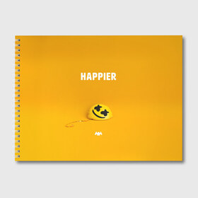 Альбом для рисования с принтом Marshmello Happier в городе Новоалтайск, 100% бумага
 | матовая бумага, плотность 200 мг. | christopher | comstock | dj | dotcom | friends | marshmallow | marshmello | usa | диджей | друзья | комсток | крис | маршмэллоу | продюсер | сша
