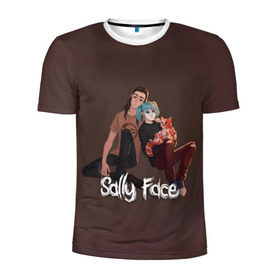 Мужская футболка 3D спортивная с принтом Sally Face в городе Новоалтайск, 100% полиэстер с улучшенными характеристиками | приталенный силуэт, круглая горловина, широкие плечи, сужается к линии бедра | Тематика изображения на принте: blue | diane | face | fisher | gizmo | henry | johnson | killer | larry | sally | генри | гизмо | джонсон | диана | ларри | лицо | салли | фейс | фишер