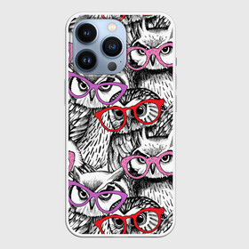 Чехол для iPhone 13 Pro с принтом Совы в городе Новоалтайск,  |  | birds | li | night | owls | predators | red | белый | взгляд | горошек | графика | картинка | красивый | красный | крутой | лучший | мода | модный | молодёжная | ночные | очки | птицы | рисунок | розовый | сила | сиреневый
