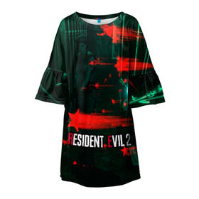 Детское платье 3D с принтом RESIDENT EVIL 2 в городе Новоалтайск, 100% полиэстер | прямой силуэт, чуть расширенный к низу. Круглая горловина, на рукавах — воланы | Тематика изображения на принте: biohazard | biohazard 7 | crocodile | fang | game | hand | monster | new umbrella | resident evil | resident evil 7 | umbrella | umbrella corp | umbrella corporation | zombie