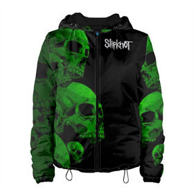 Женская куртка 3D с принтом Slipknot в городе Новоалтайск, ткань верха — 100% полиэстер, подклад — флис | прямой крой, подол и капюшон оформлены резинкой с фиксаторами, два кармана без застежек по бокам, один большой потайной карман на груди. Карман на груди застегивается на липучку | slipknot | грув | группа | джои джордисон | кори тейлор | метал | мик томсон | ню | петля | рок | слипкнот | удавка
