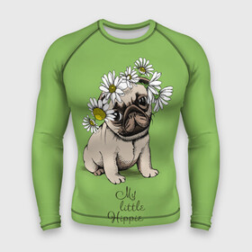 Мужской рашгард 3D с принтом My little hippie в городе Новоалтайск,  |  | breed | dog | hippie | kid | little | my | pug | puppy | wreath | венок | графика | зелёный | картинка | красивый | крутой | лучший | маленький | малыш | мода | модный | мой | молодёжная | мопс | порода | рисунок | ромашки | собака