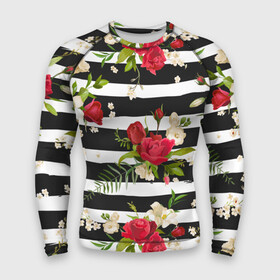 Мужской рашгард 3D с принтом Розы и орхидеи в городе Новоалтайск,  |  | flowers | orchi | roses | белый | букеты | графика | зелёный | искусство | картинка | красивый | красный | крутой | листья | мода | модный | молодёжная | орнамент | орхидеи | полосы | рисунок | розы | рукоделие