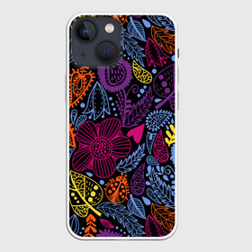 Чехол для iPhone 13 mini с принтом Осенний орнамент в городе Новоалтайск,  |  | autumn | графика | жёлтый | искусство | картинка | красивый | красный | крутой | листопад | листья | мода | модный | молодёжная | оранжевый | орнамент | осень | рисунок | рукоделие | синий | стиль