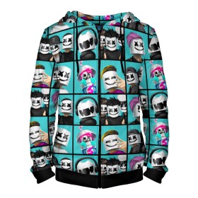 Мужская толстовка 3D на молнии с принтом Marshmello в городе Новоалтайск, 100% полиэстер | длина до линии бедра, манжеты и пояс оформлены мягкой тканевой резинкой, двухслойный капюшон со шнурком для регулировки, спереди молния, по бокам два кармана | christopher | comstock | dj | dotcom | friends | marshmallow | marshmello | usa | диджей | друзья | комсток | крис | маршмэллоу | продюсер | сша