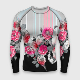 Мужской рашгард 3D с принтом Розы в городе Новоалтайск,  |  | branches | flora | flowers | leaves | ornament | patterns | ветки | графика | искусство | картинка | красивый | крутой | листья | мода | модный | молодёжная | орнамент | полосатый | рисунок | розы | рукоделие | стиль