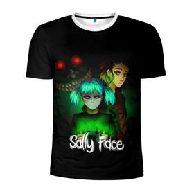 Мужская футболка 3D спортивная с принтом Sally Face в городе Новоалтайск, 100% полиэстер с улучшенными характеристиками | приталенный силуэт, круглая горловина, широкие плечи, сужается к линии бедра | Тематика изображения на принте: blue | diane | face | fisher | gizmo | henry | johnson | killer | larry | sally | генри | гизмо | джонсон | диана | ларри | лицо | салли | фейс | фишер