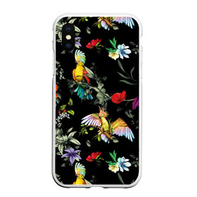 Чехол для iPhone XS Max матовый с принтом Попугаи в городе Новоалтайск, Силикон | Область печати: задняя сторона чехла, без боковых панелей | parrots | ветки | графика | джунгли | искусство | картинка | красивый | красный | крутой | листья | мода | модный | молодёжная | орнамент | попугаи | рисунок | розовый | рукоделие | синий | стиль