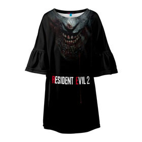Детское платье 3D с принтом Resident Evil 2 в городе Новоалтайск, 100% полиэстер | прямой силуэт, чуть расширенный к низу. Круглая горловина, на рукавах — воланы | Тематика изображения на принте: biohazard | biohazard 7 | crocodile | fang | game | hand | monster | new umbrella | resident evil | resident evil 7 | umbrella | umbrella corp | umbrella corporation | zombie
